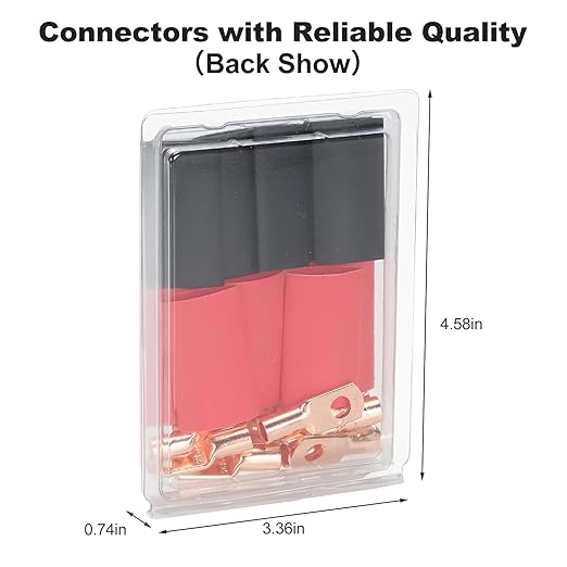 Thick Battery Terminal Copper Lugs,10Pcs Bare Copper 6Awg-1/4(M6) Ring Connections for Electric Lines Terminals for Batteries Connector Clamps with 10Pcs 3:1 Heat Shrink Tubing Assortment Kit