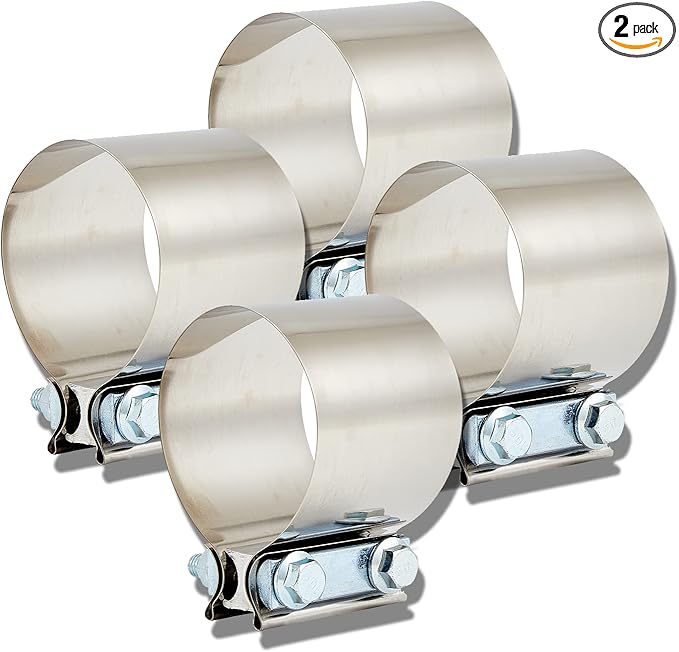 Butt Joint Band Clamps,Exhaust Muffler Clamp Exhaust Pipe Clamps Sleeve Stainless Steel (2, 3'')