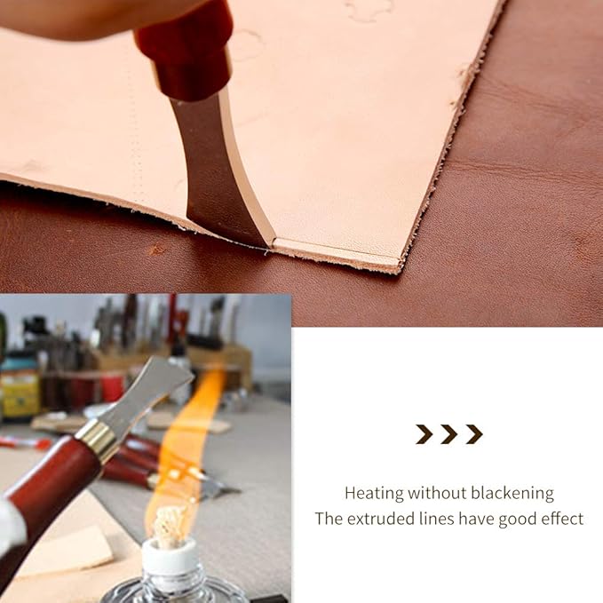 UOOU Leather Edge Creaser,1.5mm Professional Leather Tool,Edge Creaser Stainless Steel Red Wood Handle Tool for Beginners DIY Leather Craft