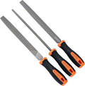 KUZURYU 3-Piece File Set for Metal | Includes Flat/Half-Round/Round | T12 High Carbon Steel Files | 8" Rasp Kit for Home Repair, Workshop & Industrial Use