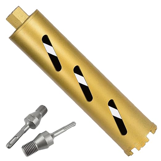 2.5" Dry Core Drill Bits for Cured Concrete with Rebar Brick Blonck Masonry etc 12.2in/310mm Drilling Depth，10mm Diamond Segment Height，2 Adapters