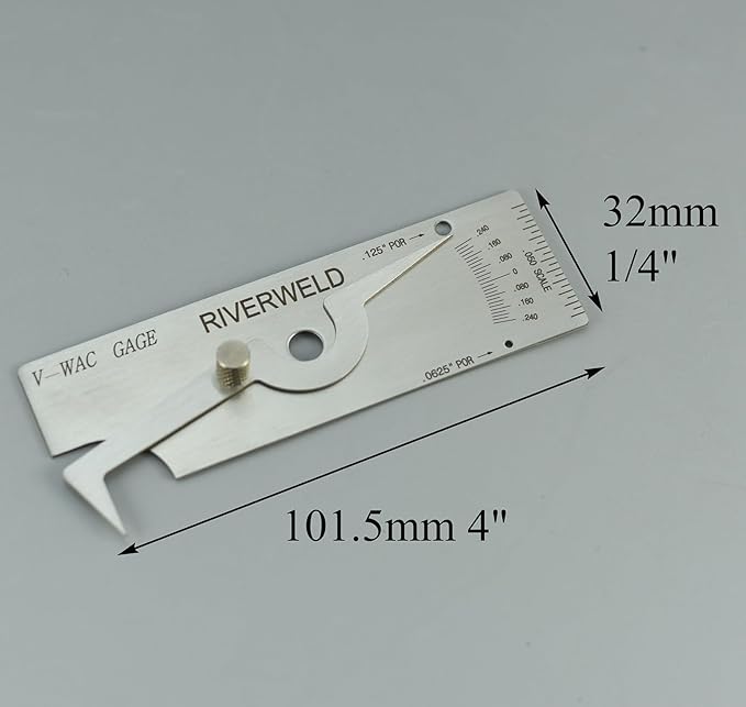 RIVERWELD V-WAC Single Weld Gauge Pit Depth Weld Gage Welding Inspection Thread Gauges Undercuts/Pits to 0.24 Inch by 0.02 Inch Increments
