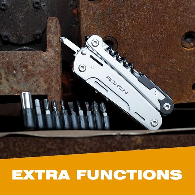 ROXON S801S STORM 19 in 1 multitool pliers EDC for Camping, Outdoor with Lockable Saw Blade with Nylon Case (S801S)