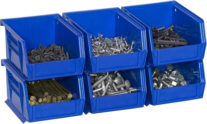 Akro-Mils 30210 AkroBins Plastic Hanging Stackable Storage Organizer Bin, 5-" x 4-" 3-", Blue, 24-Pack