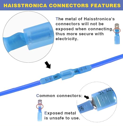 haisstronica 100pcs Red Heat Shrink Male Spade Connectors,22-16 Gauge Insulated Electrical Crimp Wire Terminals