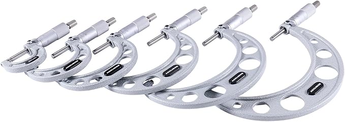 Accusize Industrial Tools 0-6 inch by 0.0001'' Ultra-Precision Outside Micrometers with Carbide Tips 6 Pc Set, Eg00-0906