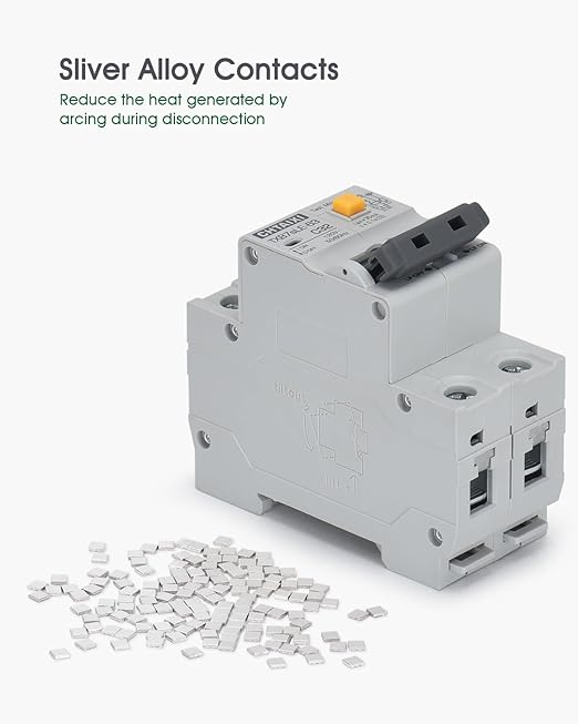 Ground Fault Circuit Breaker, 20 Amp 120V AC DIN Rail Mount Residual Current Circuit Breaker, Thermal-Magnetic Trip, Earth-Leakage Protection 30mA 1PN RCBO C20