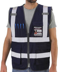 Dib Safety Reflective Vest High Visibility with Pockets and Zipper, Navy M