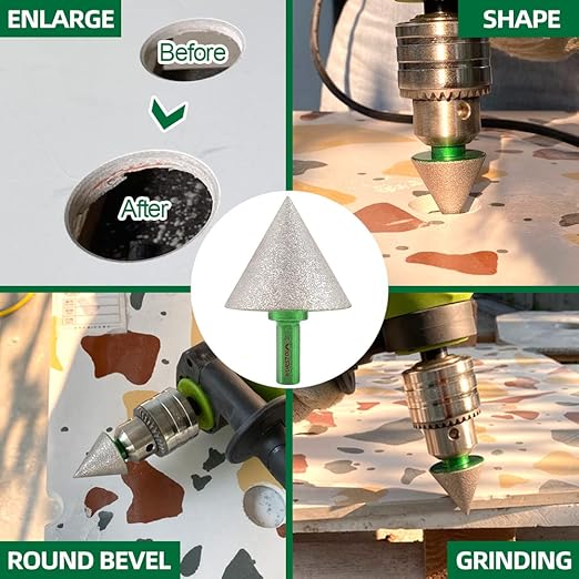 Diamond Core Drill Bit Kit - 6/8/10/20/25/28/32/35/45/65mm Triangle Shank +2"(50mm) Hex Shank Beveling Chamfer Bit Tile Hole Saws for Dry Drilling Porcelain Ceramic Tile Granite Marble Stone