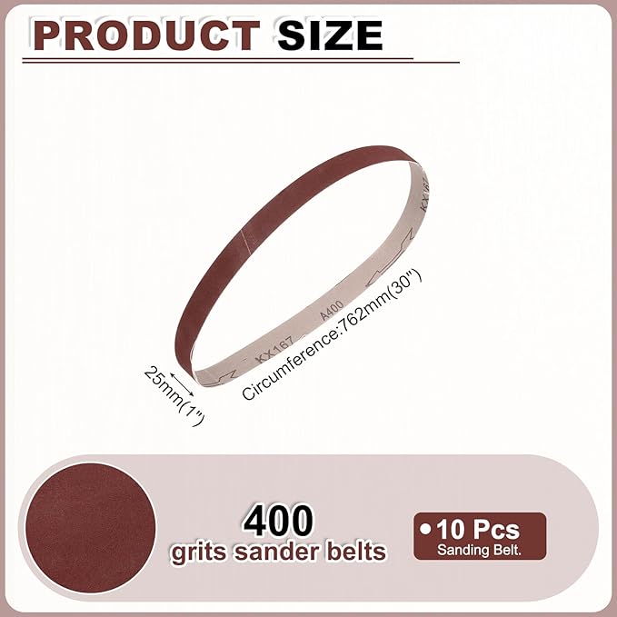 HARFINGTON 1 x 30 Inch Sanding Belts, 10 Pcs 400 Grits Aluminum Oxide Abrasive Belt Sander File Belt for Woodworking, Metal Polishing, Knife Sharpener
