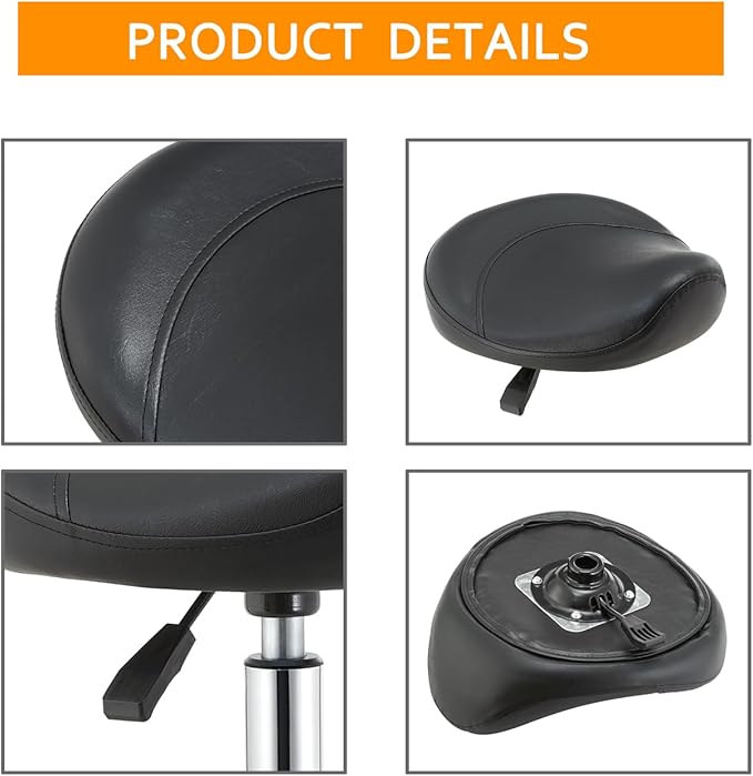 Saddle Stool Chair with Wheels,Ergonomic Swivel Rolling Height Adjustable for Salon Beauty Clinic Dentist Tattoo Home Office