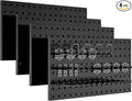Peg Board, 4 Pack Metal Pegboard Panels Pegboards Wall Organizer with 24Pcs Hooks, Peg Board for Walls Garage Tool Storage Office Organization Kitchen Craft Room (Black, 4PCS with 24 Hooks)