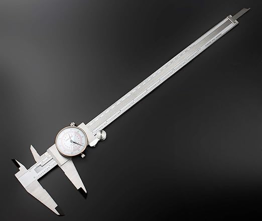 Accusize Industrial Tools 12'' by 0.001''/300mm by 0.02mm Dual Needle Precision Dial Caliper,Imperial/Metric, P920-S232