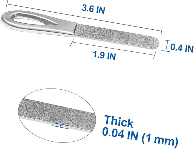 Metal Nail File with Case, 2 Pack Keychain Nail Files for Natural Nails, Fingernail Files Diamond Round Tip Stainless Steel Double Sided Fine Grit Sapphire Filer with Leather Sheath Travel Blue