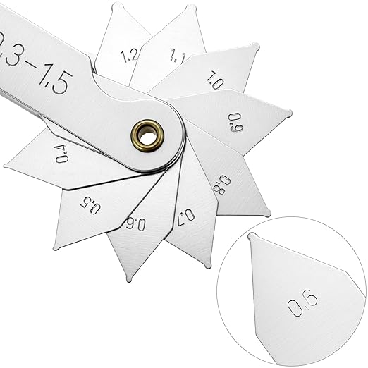 QWORK 4 Pack Radius Gauge Set, Precision Stainless Steel Measurement Tool for Convex & Concave Surfaces, R0.3-1.5mm/ R1-6.5mm/ R7-14.5mm/ R15-25mm
