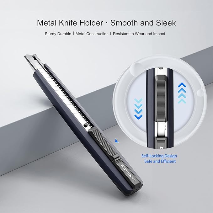 Comix 5.5-Inch Utility Knife, 9mm Alloy Blade with Self-Locking Slider, Safe Cutting Tool for Home or Office Use