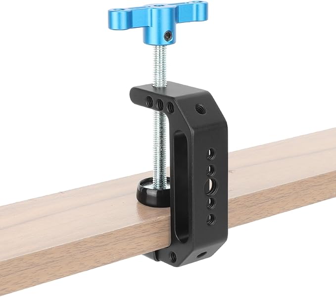CAMVATE Aluminum C-Clamp(Jaw Open:65mm) with 1/4" & 3/8" Mounting Points(Blue T-handle)-3721