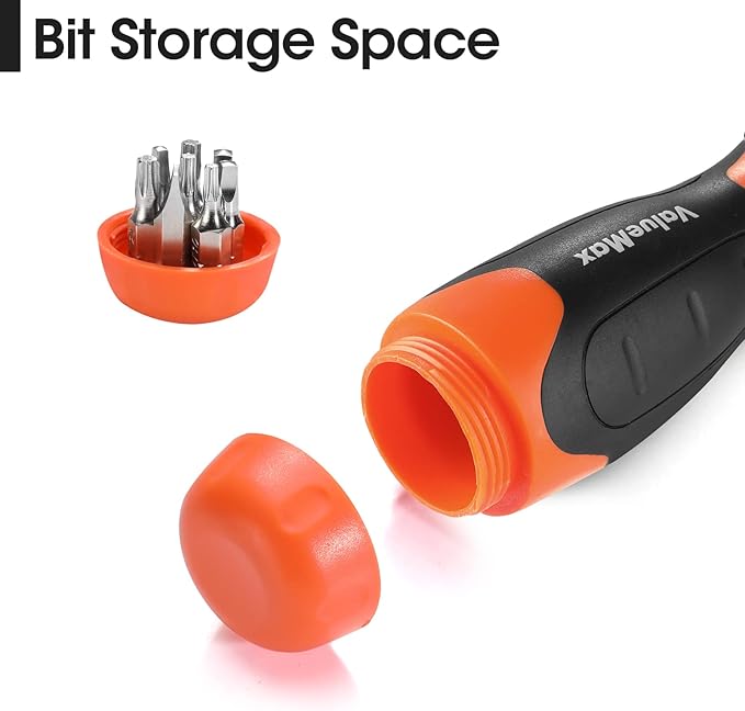ValueMax 13-in-1 Multi-bit Ratcheting Screwdriver Set Tool All in One, Portable Multi-purpose Ratchet Screw-driver, Slotted/Philips/Torx/Square