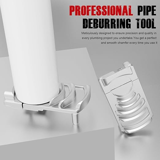 Deburring Tool for PVC Pipe, Plumbing Tools, Professional Plastic Pipe Deburring Tool, for Pipe Burring of Six Pipe Sizes from 1-1/4 to 4-Inch, PVC Chamfer Tool Leaves Pipe Edges Smooth.