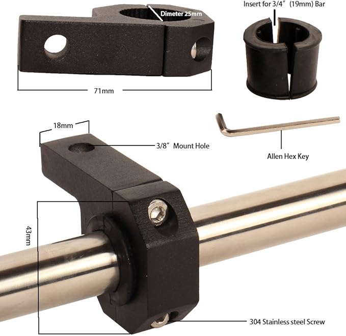 Bar Clamps 3/4 inch, Light Mount Brackets for 0.75" (19mm) Tube Clamp (Pack of 2)