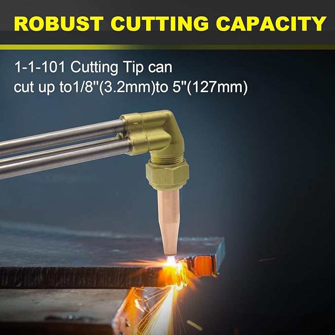 900FC Type Straight Cutting Torch, 21 Inch Oxygen Acetylene Cutting Torch with 1-101 Cutting Tip, Built-in Flashback Arrestors and Check Valves, Straight Cutting Outfit
