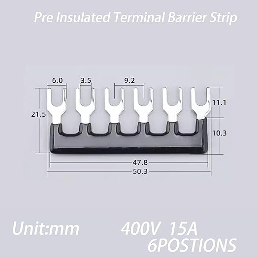 Terminal Block (8 Sets) 8Pcs 6 Positions Dual Row 600V 15A Screw Terminal Strip Blocks with Cover&8Pcs Pre-Insulated Barrier Termina Block Strip& 48Pcs Insulated Fork Wire Connector