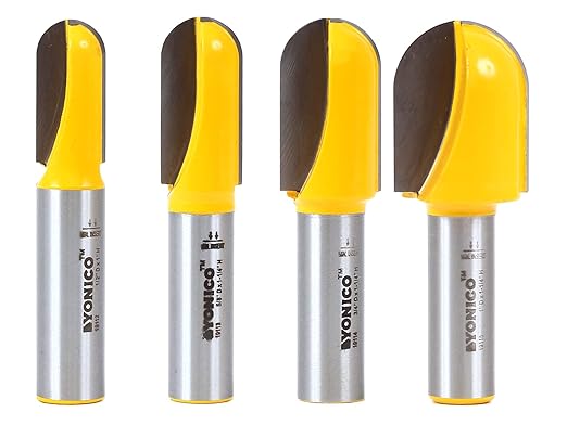 YONICO Round Nose Core Box Router Bit Set 4 Bit 1/2-Inch Shank 14461
