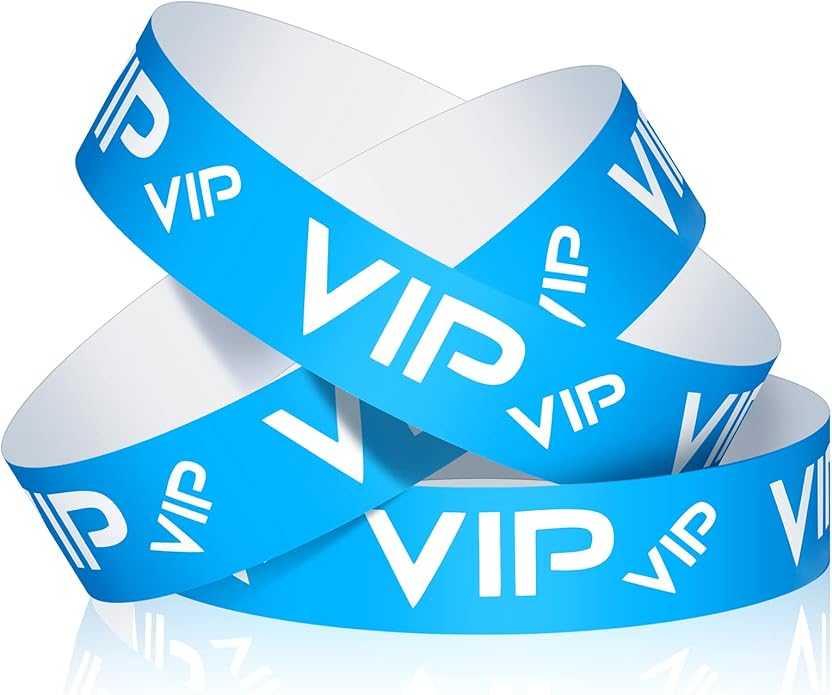 Teling 500 Pack VIP Plastic Wristbands Bracelets Party for Events VIP Custom Wristbands Plastic Bracelets Tear proof Waterproof Wrist Bands Arm Bands for Events Concerts