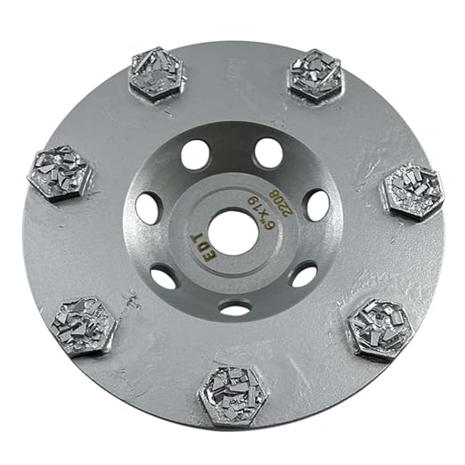6" PCD Grinding Wheel for Epoxy, Glue, Mastic and Paint, 7 Crushed Chip PCD Segments, Hilti DG150 Arbor