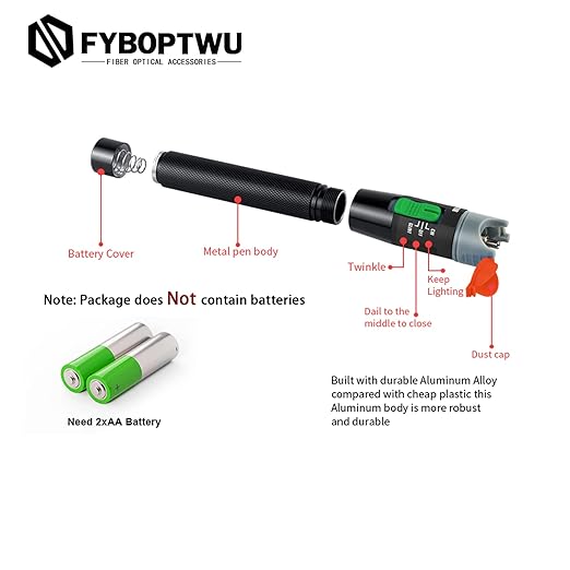 3pcs Professional Visual Fault Locator Fiber Optic Tester - Includes 3pcs 9/125μm Singlemode FC/LC Adapters | for Fiber Optic Cable Maintenance, Network Installation & Repair (Mode Number: VFL-30)