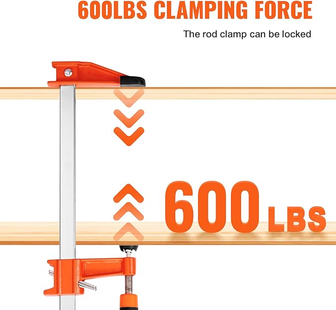 VEVOR Bar Clamps for Woodworking, 2-Pack 36" Clamp, Quick-Change F Clamp with 600 lbs Load Limit, 2.5" Throat Depth, Cast Iron and Carbon Steel, Wood Clamps for Woodworking Metal Working