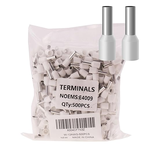500pcs AWG12/3.5 mm² Wire Ferrules Terminals Kit White, Terminal Connector Wire Insulated Cord Pin Ends Terminals for Electric, Industrial, Chemical Industry, Power Control System, etc.