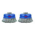 SALI 2 Pack Wire Cup Brush, 4 Inch Twisted Knotted Cup Brush for Grinders, with 5/8-11 Inch Arbor for Heavy Cleaning Rust, Stripping and Abrasive, for Angle Grinder