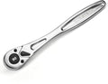 DURATECH 3/8 Inch Drive Ratchet Handle, Ratchet Socket Wrench, 90 Tooth, 8-3/8 Inch Length, Heavy Duty, Professional Ratchets, Quick-release Reversible, Premium Chrome Alloy Made, Polish Chrome Finish