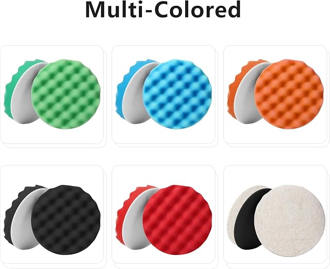 BBTO 12 Pieces Buffing Polishing Pads 6 Inch Compound Buffing Sponge Pads Cutting Polishing Kit for Car Buffer Compounding and Waxing