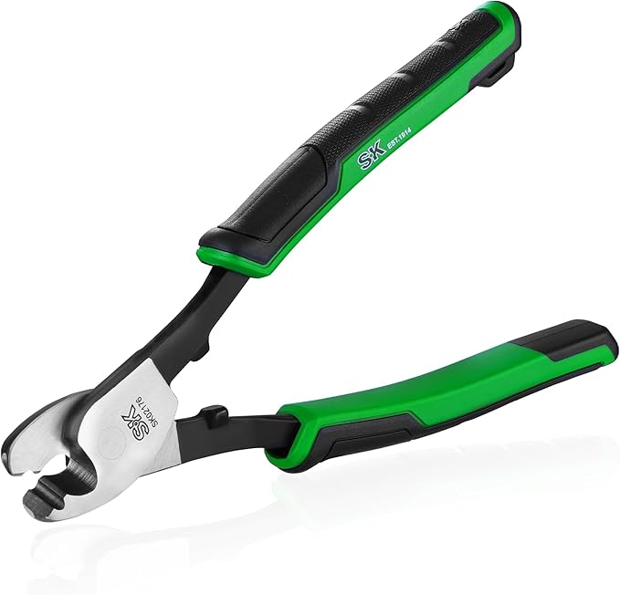 SK 8-Inch Cable Cutter, High Leverage Wire Cutter for Cutting, Stripping and Crimping, Heavy-Duty Cable Cutting Pliers for Aluminum, Copper, Wire, and Communications Cable