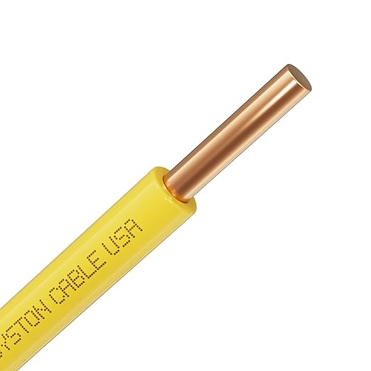 14 AWG Tracer Wire 600V 100% Solid Copper Conductor Direct Burial Underground, Yellow Tracer Wire for Locating Underground Pipes and Lines Gas Electrical Wire Water Sewer Pipe and Fiber Optic, 500 FT