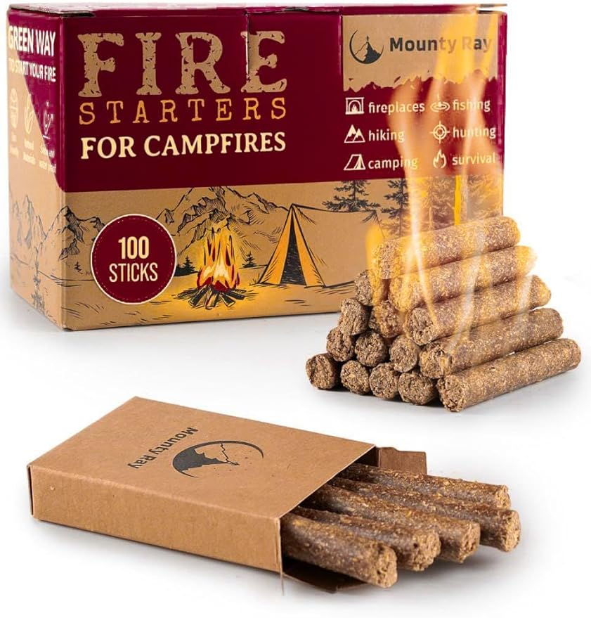100 pcs Fire Starters for Campfires - Natural Fire Starters Sticks - Water Resistant & Odorless - All-Weather Charcoal Starter - for Indoor and Outdoor Use