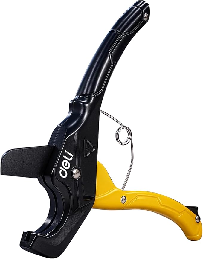 DELI PVC Pipe Cutter, Up to 1-1/4", Ratchet Pipe Shears Heavy-Duty, Pex Cutting Tool for Cutting PEX, PVC, PPR Plastic Hoses and Plumbing Pipe