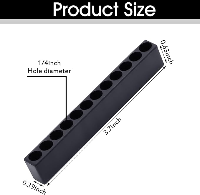 Kigley 30 Pcs 12 Holes Hex Shank Bit Holder Screwdriver Head Drill Bit Organizer Plastic Storage Case Fit for 1/4 Inch Hex Shank (Black)