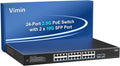 2.5G PoE Switch 24 Ports Unmanaged, 24×2.5G Base-T PoE Switch+2X 10G SFP, 26 Ports Switch 160 Gbps Switching Capacity, 400W, IEEE802.3af/at Switch for 2.5Gbps NAS, 4K Cameras, Fanless