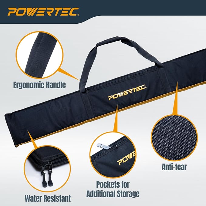 POWERTEC 71411 60" Track Saw Guide Rail Bag for Festool, Makita, and DEWALT, W/Dual-Sided Padding for Secure Rail Placement