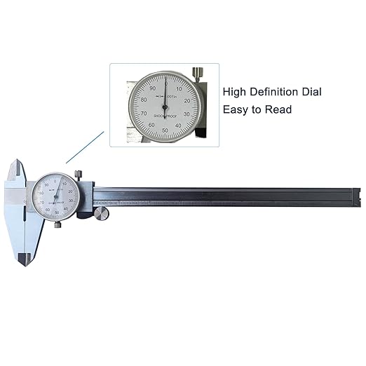 8 Inch Dial Caliper, MFQNENLK 4-Way Measurement Calipers, 0.001 Accuracy Imperial Shockproof Measuring Tool with Plastic Case (Dial Caliper 0-8" Range)