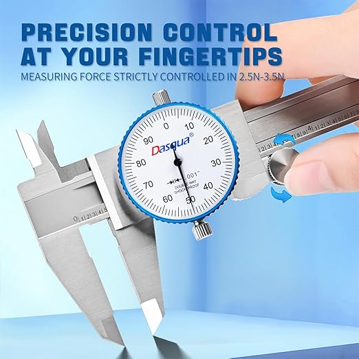 Dasqua Dial Caliper 6 inch Measuring Tool,Professional High Precision Caliper,Double Shock-Proof for Machinists,Laboratory,Accuracy ±0.001"