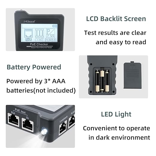 Mcbazel Network Cable Tester, Ethernet Cable POE Tester for CAT5e/CAT6/CAT6a,for Tracker Underground Line Finder for Home Repair