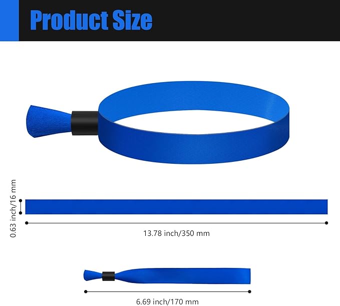 100 Colored, Lightweight Disposable Wristbands - Concert, Club & Event Entrance (Blue)