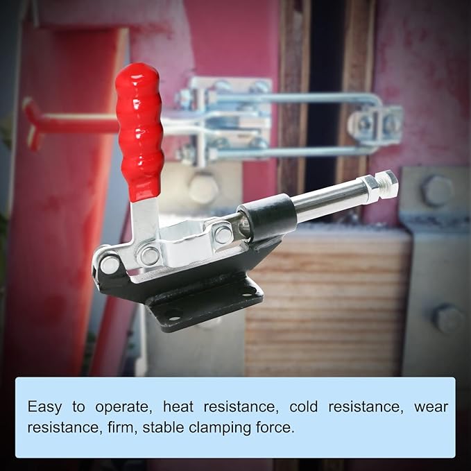 2Set Plunger Stroke Clamp w Flange Base Plate 500lbs Holding Capacity for Suitable for Toolbox, Door, Box, Trunk, Tractor Cover, Smoke Cover, Woodworking Fixture and Quick Release Pull Lock.