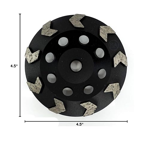 Benchmark Abrasives Grinding Wheels 4 1/2 Inch Arrow Type Diamond Cup Wheel with 5/8"-11 Arbor Hole for Masonry, Natural Stone, Concrete Grinding Wheel - Angle Grinder Attachments (4.5”)