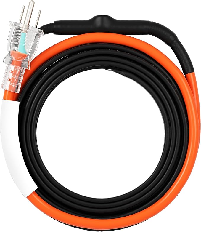 VEVOR Self-Regulating Pipe Heating Cable, 9FT 5W/FT Heat Tape for Pipes Freeze Protection, Water Pipe Heat Cable with Built-in Thermostat Protects PVC Hose, Metal and Plastic Pipe from Freezing