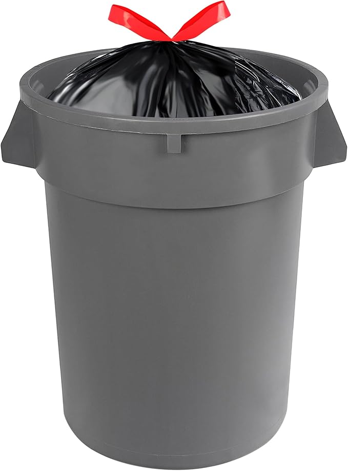 Amazon Basics Multipurpose Drawstring Trash Bags, 30 Gallon, 50 Count (Previously Solimo)
